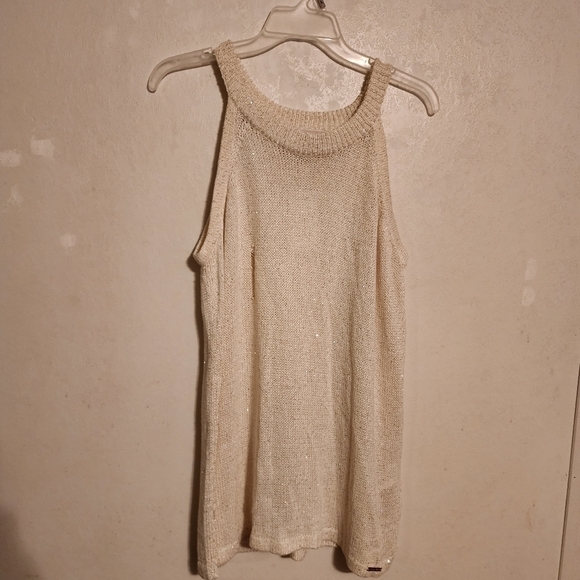 FLAWED Michael Michael Kors High Neck Tank Sequin Ivory Sweater Sz XL NWT - Picture 1 of 10